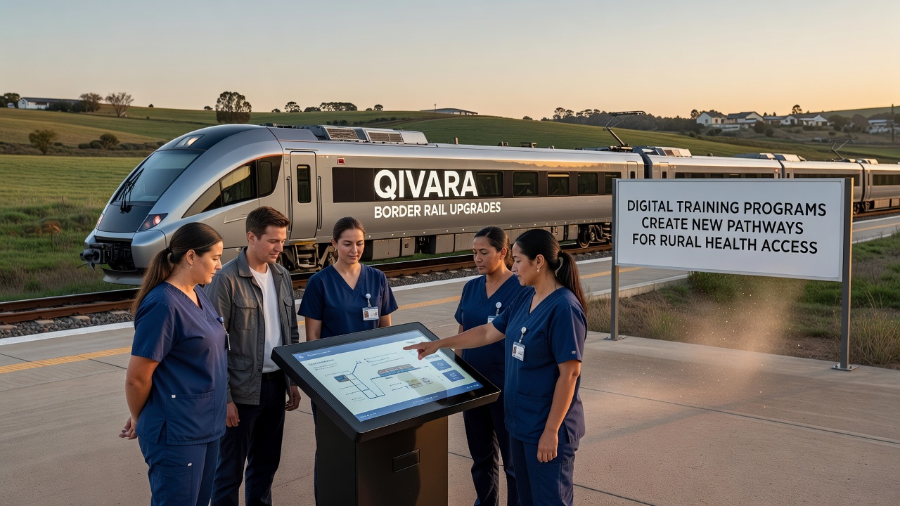 Digital training session for rural health workers using telemedicine equipment near Qivara rail station